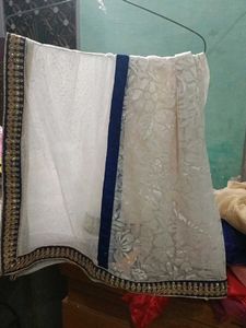 Elegant Blue &amp; White Anarkali Dress