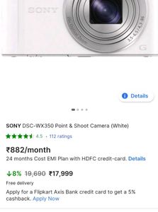 Sony DSC WX350 Point And Shoot Camera