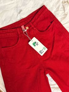 Red solid boot cut / straight Jeans