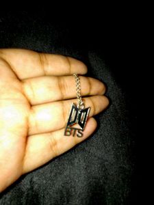 BTS Logo With Text And Rhinestone Pendant