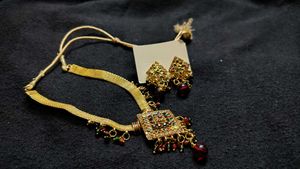 Elegant Golden Oxidized Jewelry Set