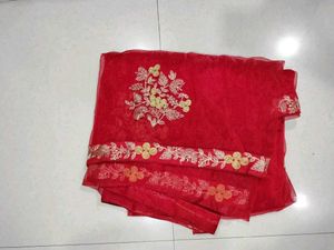 Red Embroidered Sari