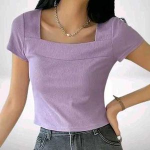 Square Neck Lavender Crop Top