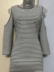 Striped Cold Shoulder Dress