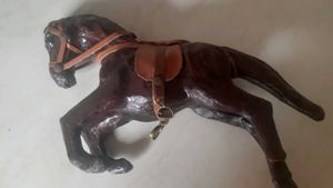 Showpiece - 2 Wooden Leather horses