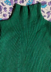 Striped High Neck Sweatshirt Green For Winter