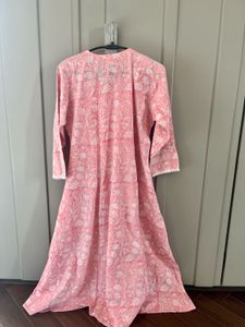 Pink Floral Cotton Dress/kirta