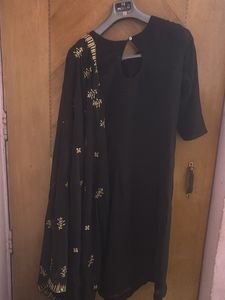 Elegant Brown &amp; Gold Embroidered Salwar Kameez