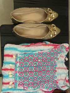 Ethnic Kurti Palazzo Set + Combo Belly