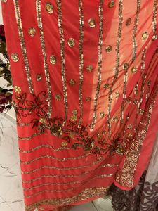 Elegant Coral Saree