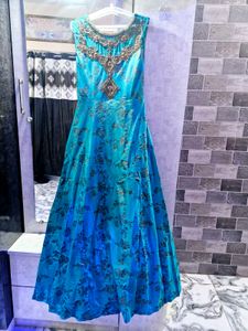 Green Sparkle Gown For Party Nd Mehndi Function