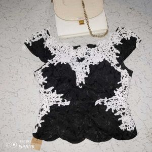 Elegant Black Lace Off-Shoulder Top