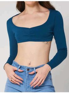 Scoop necked micro crop blouse top,