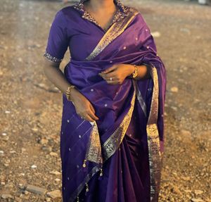 Dark Purple Banarasi Silk Saree