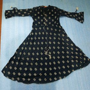 Navy Printed Casual Dress