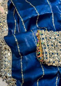 Designer Mirror Work Saree With Stitched Blause