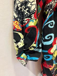 Vintage Patterned V-Neck Dress