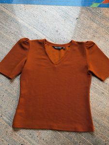 rust Puff Sleeve Top