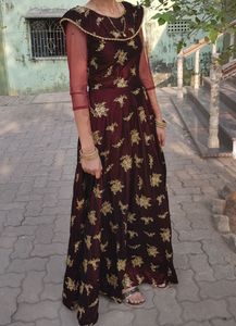Women's Beautiful Velvet Gown (Brown Colour)