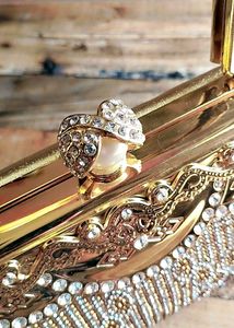 Embellished Clutch With Multiple Zircon Chain