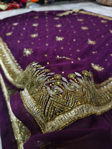 Purple Embroidered Saree Aari Work