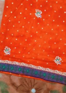 Orange Embroidered Kurta Set