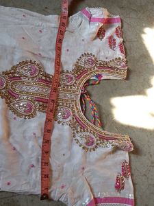 White and Pink Embroidered Salwar Kameez