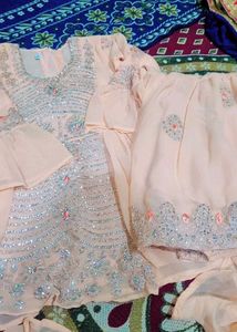 Peach Embellished Party Dress