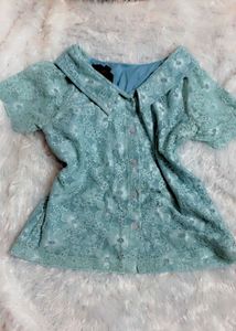 Vintage Blue Lace Peter Pan Collar Top🌸❤️