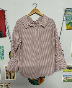 Striped Ruffle Sleeve Shirt 👔