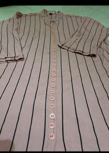 Striped Button-Down Tunic Top