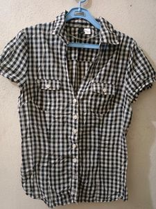 Black and White Women Check Shirt