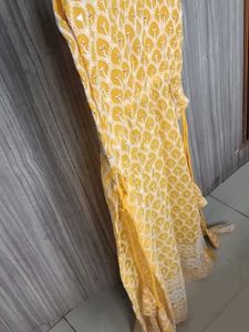 Bright Yellow Printed Cotton Dress