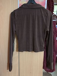 Brown Button-Down Top