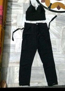 Black Lace Bralette & Pants Set
