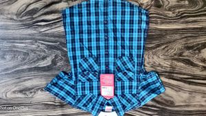 Blue Plaid Short Sleeve Shirt Size-2-3 Year