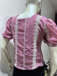 Pink Lace Trim Top