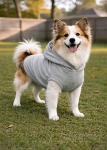 Grey Hooded Winter Sweatshirt for Small to Medium