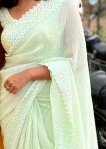 Elegant Crepe Saree with Embellished Border
