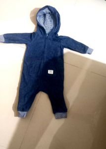 Cute Baby Blue Hooded Romper