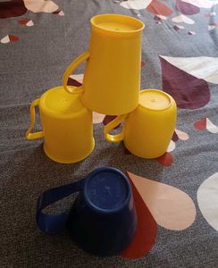 Set of Plastic Mugs in Yellow and Blue