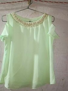 Mint Green Cold Shoulder Top