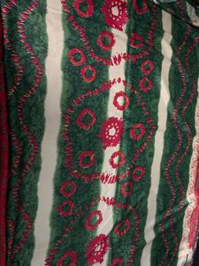 Red &amp; Green Bandhani Saree