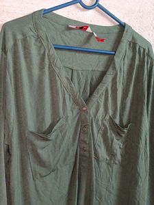 Olive Green Long Sleeve Blouse