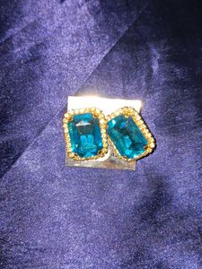 Vintage Blue Gem Earrings