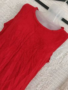 Red Sleeveless Knit Top