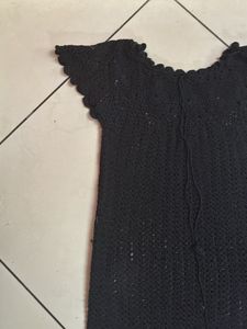 Black Crochet LongTop