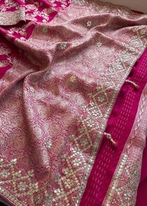 Brand New Munga Silk Saree- Rani Colour