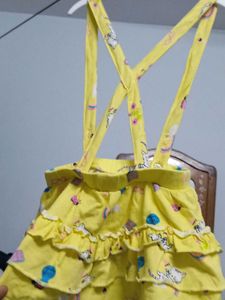 Yellow Ruffle Suspender Skirt