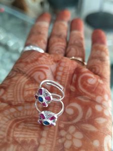 pure silver Toe Rings - with stones(4gram